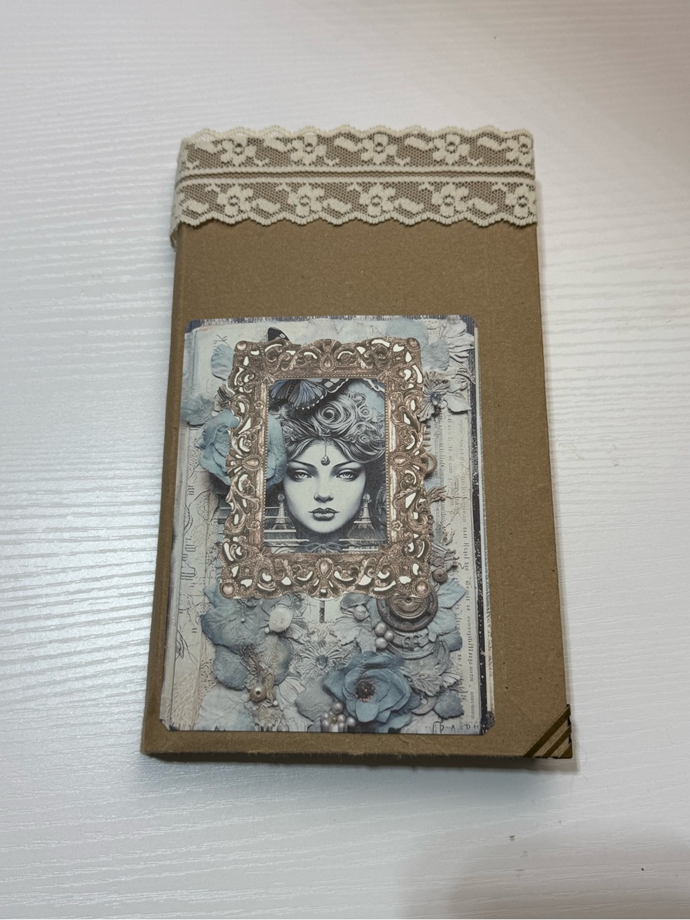Vintage-Style Brown & Cream Decorative Notebook Functional Junk Journal
